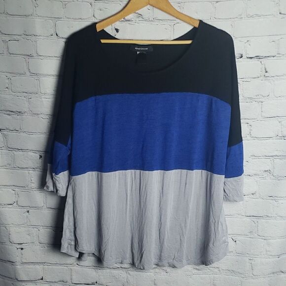 Ashley Stewart Black and Blue Top - Picture 1 of 6